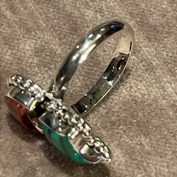 Moon & Star Ring Size 6 Sterling Silver Green South African Malachite & Jasper 6 - Picture 7 of 8